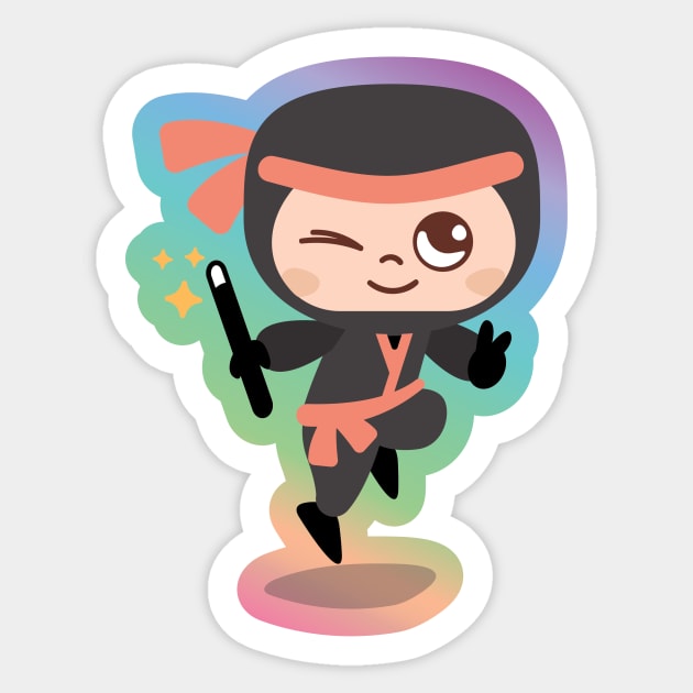 Red Ninja in Rainbow Sticker by Language Ninjas